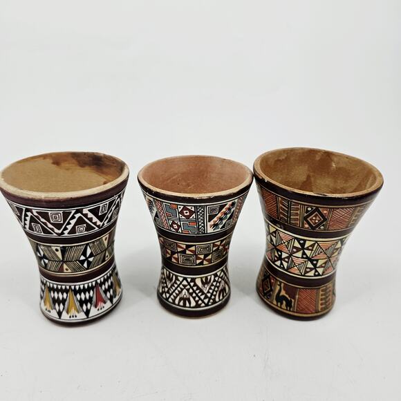 Lot of Chicha Jug Pitchers & Cups Pottery Cuzco Peru Inca Style Cat Animal VTG - Picture 8 of 14